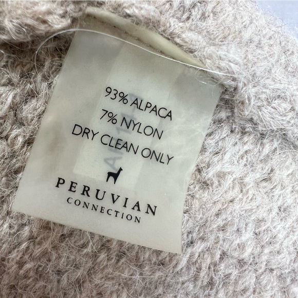 Peruvian Connection Kotzebue Alpaca Sweater Coat Size XL Oatmeal Beige Hooded - Picture 10 of 11